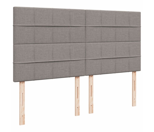 Cama box spring con colchón tela gris taupe 200x200 cm