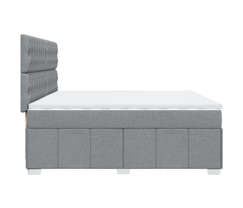 Cama box spring con colchón tela gris claro 200x200 cm