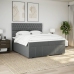 Cama box spring con colchón tela gris oscuro 200x200 cm