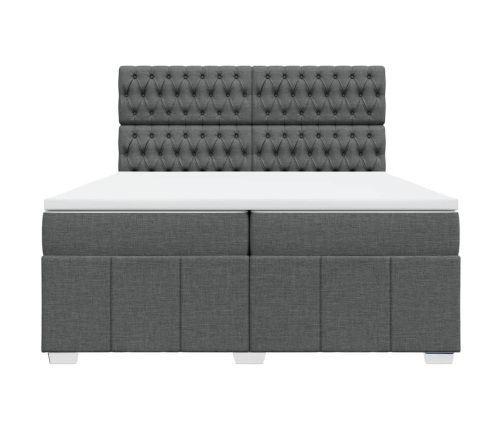 Cama box spring con colchón tela gris oscuro 200x200 cm