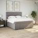 Cama box spring con colchón tela gris taupe 200x200 cm