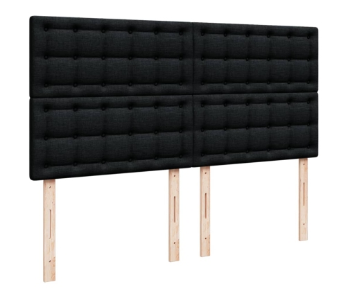 Cama box spring con colchón tela negro 200x200 cm