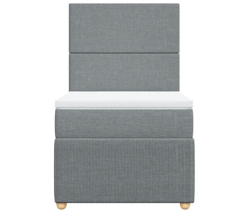 Cama box spring con colchón tela gris claro 80x200 cm