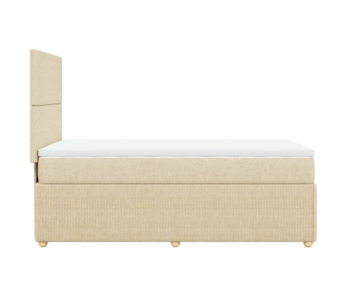 Cama box spring con colchón tela color crema 80x200 cm