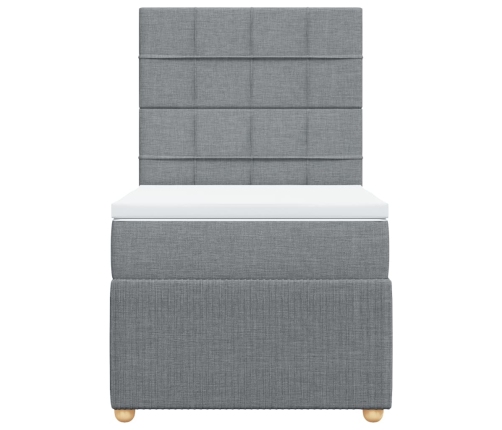 Cama box spring con colchón tela gris claro 80x200 cm