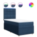 Cama box spring con colchón tela azul 80x200 cm