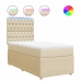 Cama box spring con colchón tela color crema 80x200 cm