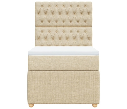 Cama box spring con colchón tela color crema 80x200 cm
