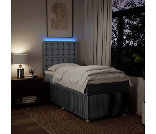Cama box spring con colchón tela gris claro 80x200 cm