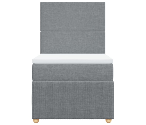 Cama box spring con colchón tela gris claro 90x190 cm