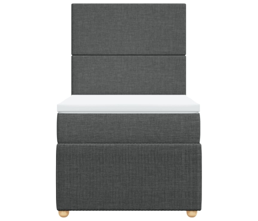 Cama box spring con colchón tela gris oscuro 90x190 cm