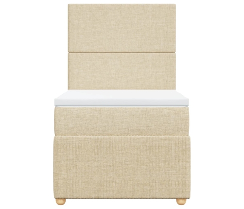 Cama box spring con colchón tela color crema 90x190 cm