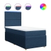 Cama box spring con colchón tela azul 90x190 cm