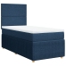 Cama box spring con colchón tela azul 90x190 cm