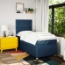 Cama box spring con colchón tela azul 90x190 cm