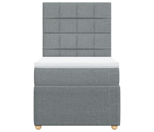 Cama box spring con colchón tela gris claro 90x190 cm