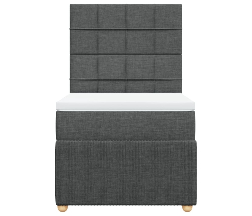 Cama box spring con colchón tela gris oscuro 90x190 cm