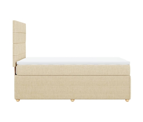 Cama box spring con colchón tela color crema 90x190 cm