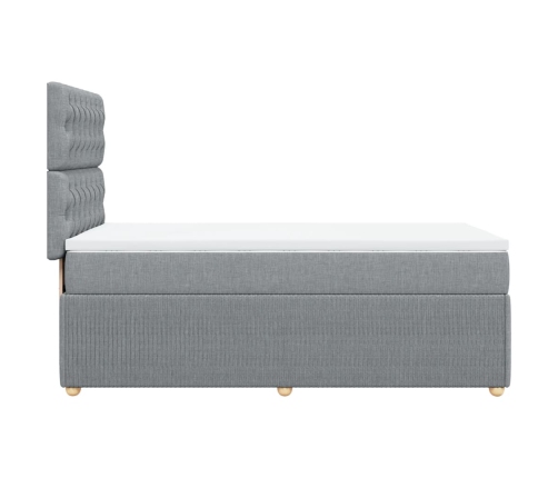 Cama box spring con colchón tela gris claro 90x190 cm