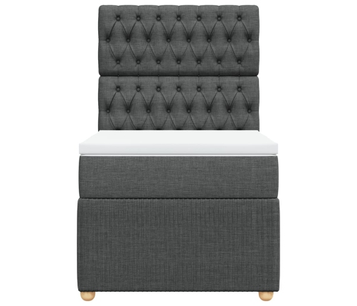 Cama box spring con colchón tela gris oscuro 90x190 cm