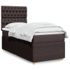 Cama box spring con colchón tela marrón oscuro 90x190 cm