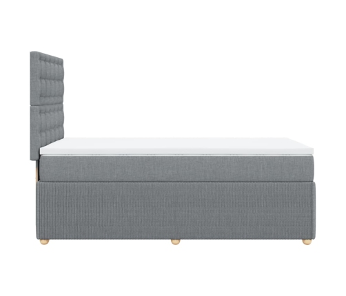 Cama box spring con colchón tela gris claro 90x190 cm