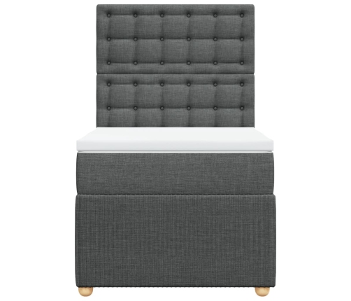 Cama box spring con colchón tela gris oscuro 90x190 cm