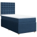 Cama box spring con colchón tela azul 90x190 cm