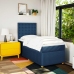 Cama box spring con colchón tela azul 90x190 cm