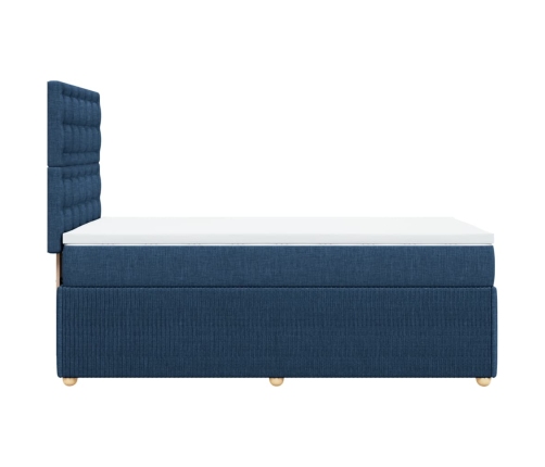 Cama box spring con colchón tela azul 90x190 cm