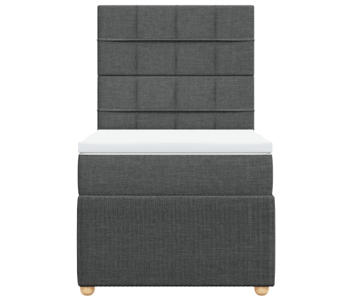 Cama box spring con colchón tela gris oscuro 90x200 cm