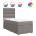 Cama box spring con colchón tela gris taupe 90x200 cm