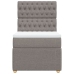Cama box spring con colchón tela gris taupe 90x200 cm