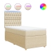 Cama box spring con colchón tela color crema 90x200 cm