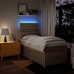 Cama box spring con colchón tela color crema 90x200 cm