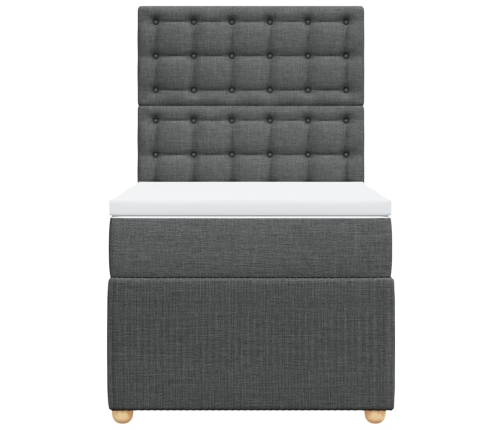 Cama box spring con colchón tela gris oscuro 90x200 cm