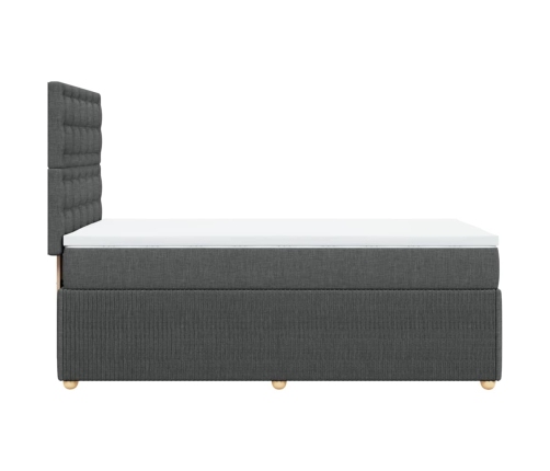 Cama box spring con colchón tela gris oscuro 90x200 cm