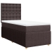 Cama box spring con colchón tela marrón oscuro 90x200 cm