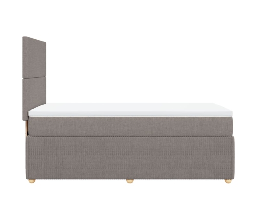 Cama box spring con colchón tela gris taupe 100x200 cm