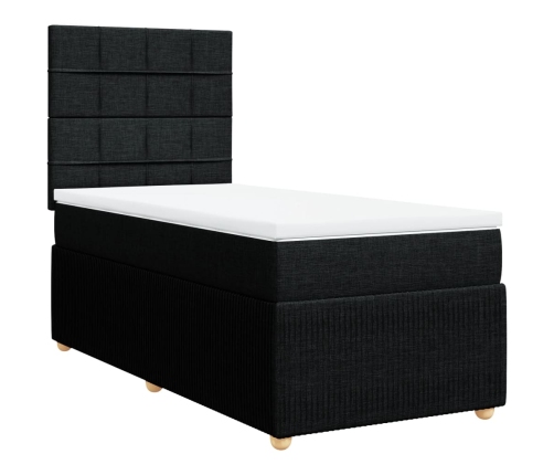 Cama box spring con colchón tela negro 100x200 cm