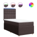Cama box spring con colchón tela marrón oscuro 100x200 cm