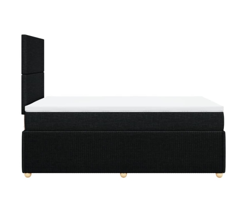 Cama box spring con colchón tela negro 120x190 cm