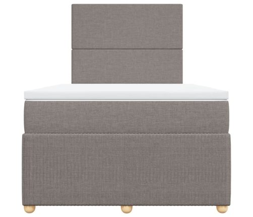 Cama box spring con colchón tela gris taupe 120x190 cm