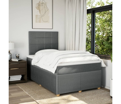 Cama box spring con colchón tela gris oscuro 120x190 cm