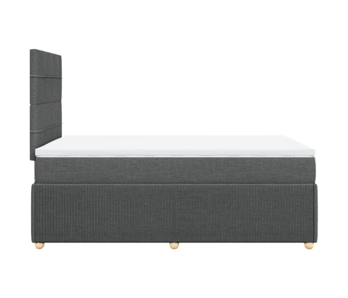 Cama box spring con colchón tela gris oscuro 120x190 cm