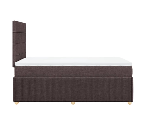 Cama box spring con colchón tela marrón oscuro 120x190 cm