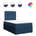Cama box spring con colchón tela azul 120x190 cm