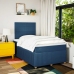 Cama box spring con colchón tela azul 120x190 cm