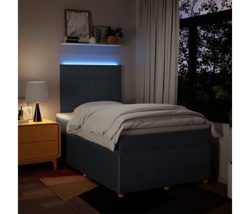 Cama box spring con colchón tela azul 120x190 cm