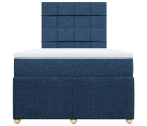 Cama box spring con colchón tela azul 120x190 cm